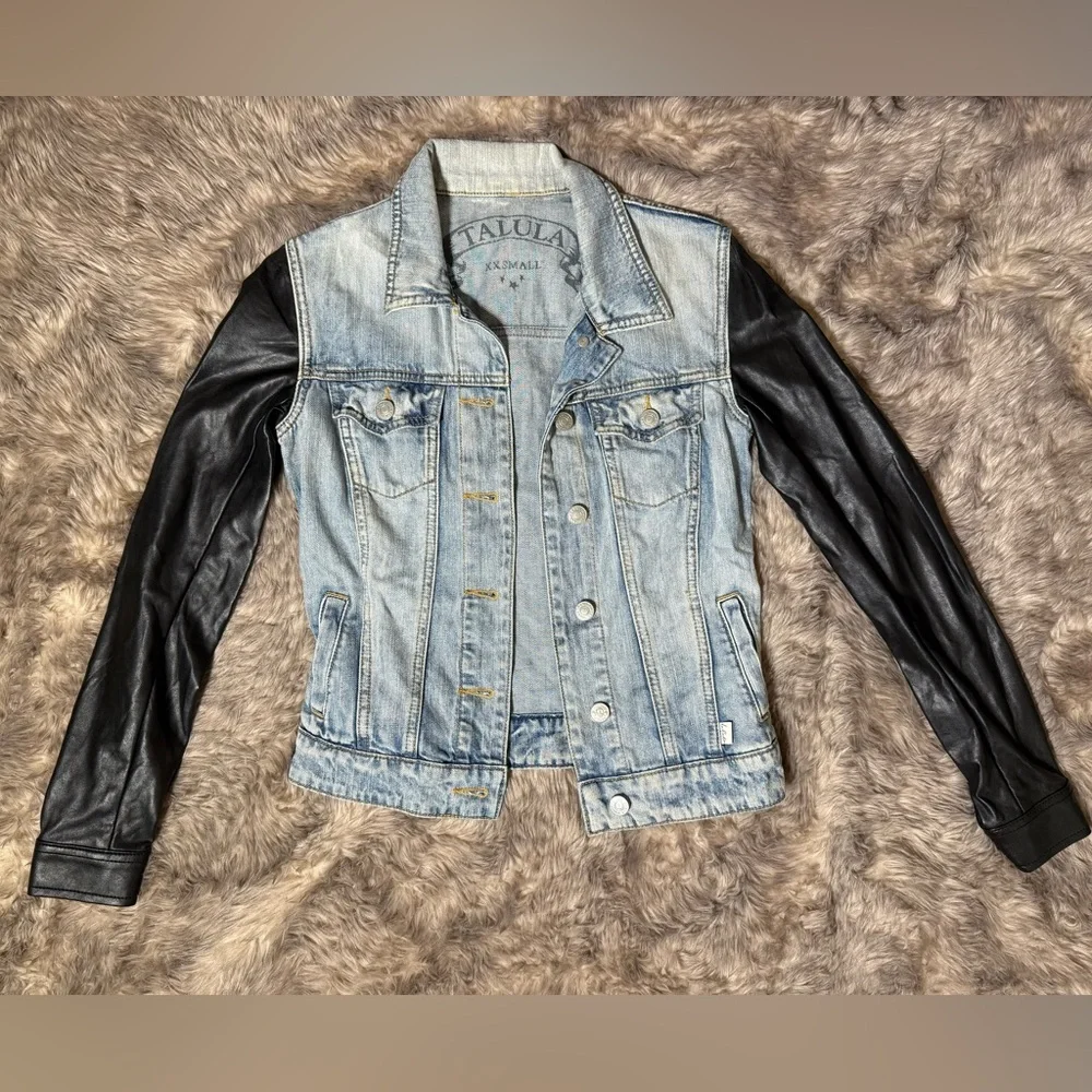 Talula Denim Jacket with Leather Sleeves - Picture 3 of 4
